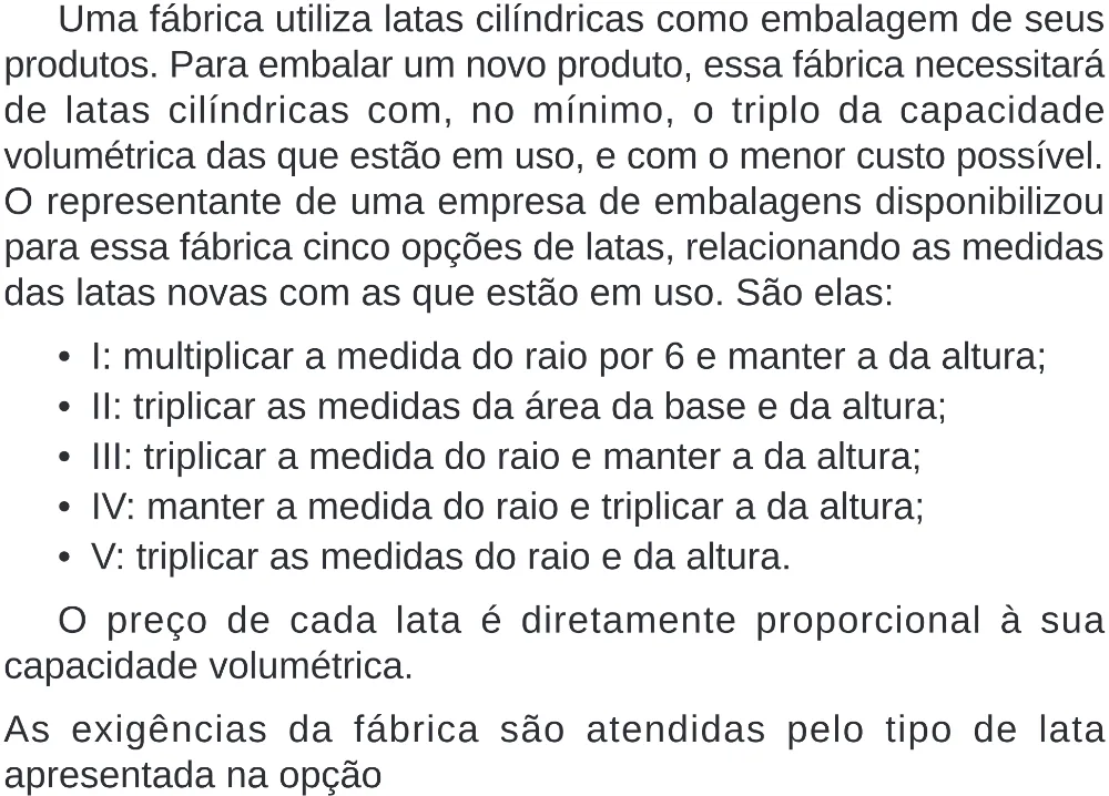 Trecho original com figura, tabela ou fórmula da questão 167 do ENEM 2024 - 2º Dia – Caderno 8 – Verde (Superampliada) – Reaplicação/PPL.