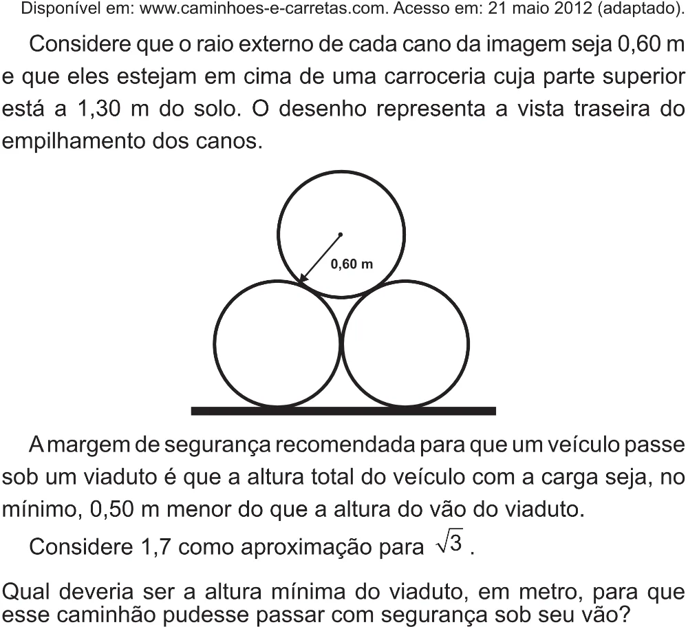 Trecho original com figura, tabela ou fórmula da questão 157 do ENEM 2017 - 2º Dia - Caderno 5 – Amarelo (Superampliada) – Aplicação regular.