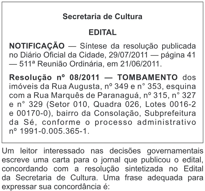 Trecho original com figura, tabela ou fórmula da questão 97 do ENEM 2013 - 2º Dia - Caderno 6 - Cinza – Ledor.