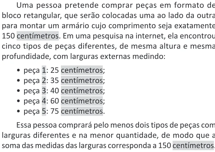Trecho original com figura, tabela ou fórmula da questão 170 do ENEM 2025 - 2º Dia – Caderno 11 – Laranja (Braile e ledor) – Aplicação Regular - (Ledor) - Belém, Ananindeua e Marituba.