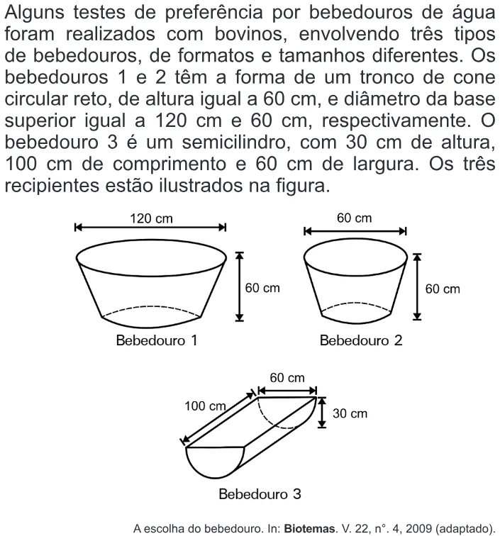 Trecho original com figura, tabela ou fórmula da questão 137 do ENEM 2010 - Dia 2 - Caderno 6 - Cinza – Aplicação regular.