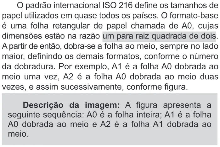 Trecho original com figura, tabela ou fórmula da questão 169 do ENEM 2015 - 2º Dia - Caderno 14 - Cinza – Reaplicação/PPL - Ledor.
