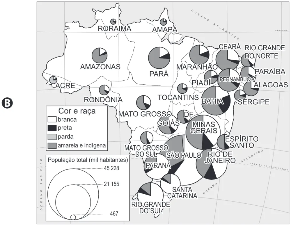 Mapa da alternativa B da questão 46 do ENEM 2022.