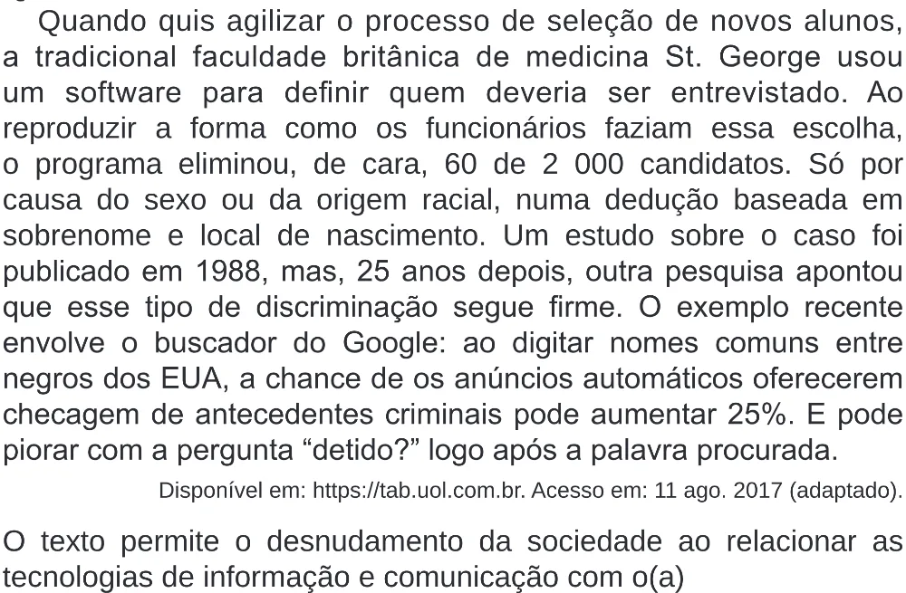Trecho original com figura, tabela ou fórmula da questão 6 do ENEM 2020 - 1º Dia - Caderno 4 – Rosa (Superampliada) – Aplicação Regular.