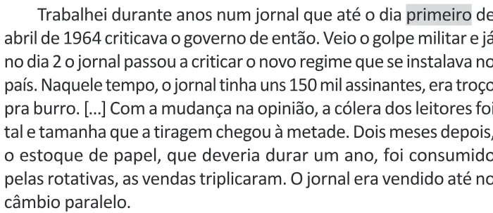 Trecho original com figura, tabela ou fórmula da questão 21 do ENEM 2025 - 1º Dia – Caderno 9 – Laranja (Braile e ledor) – Reaplicação - (Ledor).