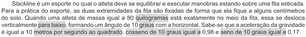 Trecho original com figura, tabela ou fórmula da questão 116 do ENEM 2019 - 2º Dia – Caderno 11 – Laranja (Braile e Ledor) – Aplicação Regular.