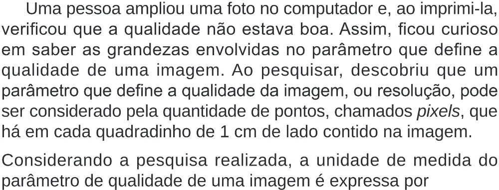 Trecho original com figura, tabela ou fórmula da questão 170 do ENEM 2024 - 2º Dia – Caderno 8 – Verde (Superampliada) – Reaplicação/PPL.
