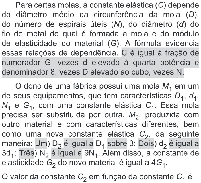 Trecho original com figura, tabela ou fórmula da questão 180 do ENEM 2019 - 2º Dia – Caderno 11 – Laranja – Reaplicação/PPL.