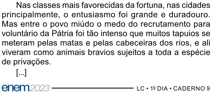 Trecho original com figura, tabela ou fórmula da questão 23 do ENEM 2023 - 1º Dia – Caderno 9 – Laranja (braile e ledor) – Reaplicação/PPL.