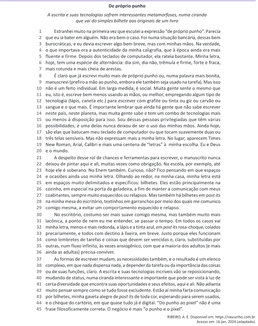 Trecho original com figura, tabela ou fórmula da questão 6 do ENEM 2025 - 1º Dia – Caderno 10 – Roxo (Libras) – Aplicação Regular.
