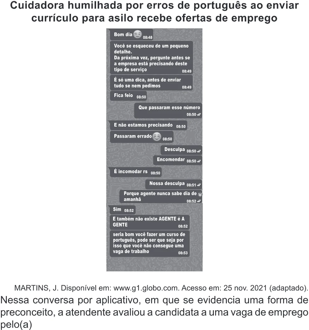 Trecho original com figura, tabela ou fórmula da questão 21 do ENEM 2022 - 1º Dia – Caderno 3 – Branco (Superampliada) – Reaplicação/PPL.