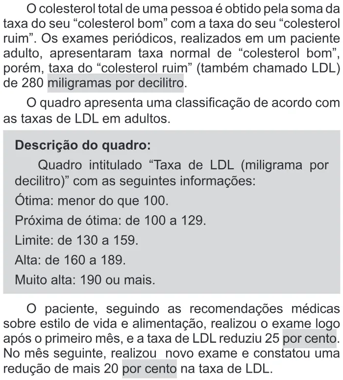 Trecho original com figura, tabela ou fórmula da questão 137 do ENEM 2018 - 2º Dia - Caderno 11 – Laranja (Braile e ledor) – Aplicação regular.