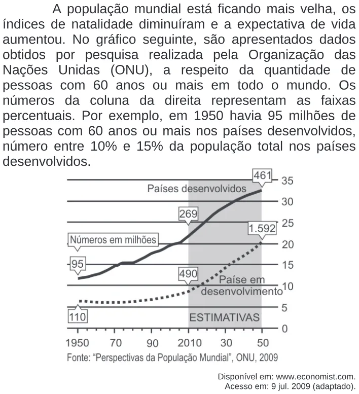 Trecho original com figura, tabela ou fórmula da questão 138 do ENEM 2009 - 2º Dia - Caderno 7 - Azul.