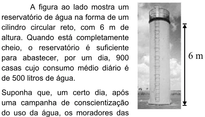 Trecho original com figura, tabela ou fórmula da questão 56 do ENEM 2008 - Caderno Amarelo.