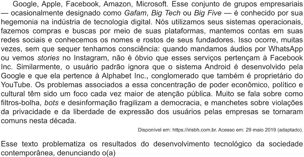 Trecho original com figura, tabela ou fórmula da questão 45 do ENEM 2021 - 1º Dia – Caderno 2 – Amarelo (Ampliada) – Reaplicação/PPL/Segunda Oportunidade.