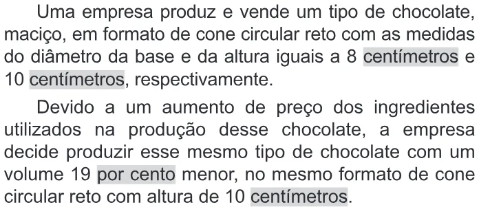 Trecho original com figura, tabela ou fórmula da questão 161 do ENEM 2022 - 2º Dia – Caderno 11 – Laranja (braile e ledor) – Aplicação Regular.