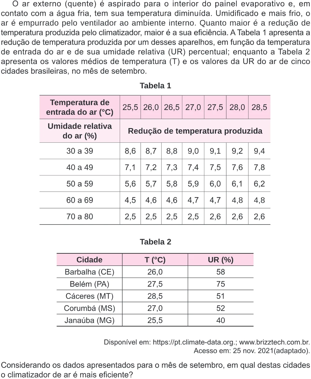 Trecho original com figura, tabela ou fórmula da questão 134 do ENEM 2024 - 2º Dia – Caderno 8 – Verde (Ampliada) – Reaplicação/PPL.