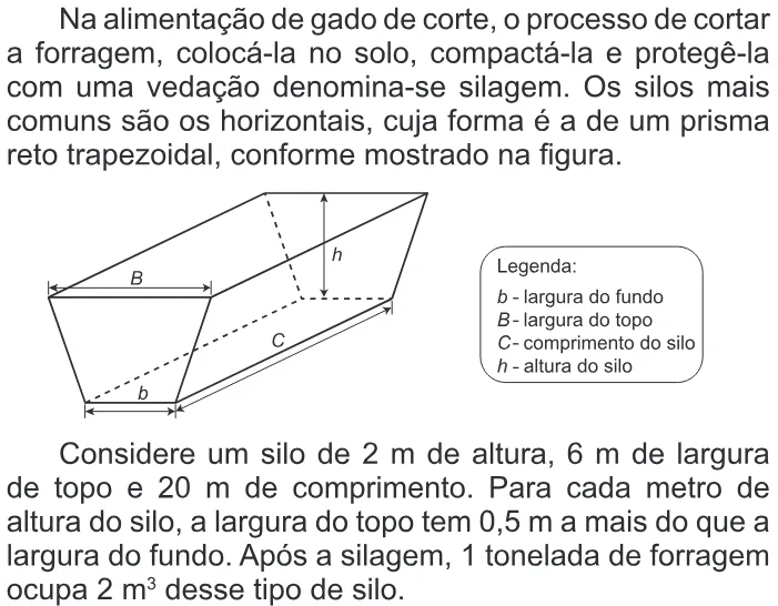 Trecho original com figura, tabela ou fórmula da questão 154 do ENEM 2014 - 2º Dia - Caderno 6 - Cinza – Aplicação regular.