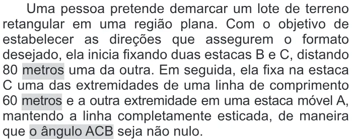 Trecho original com figura, tabela ou fórmula da questão 155 do ENEM 2015 - 2º Dia - Caderno 14 - Cinza – Reaplicação/PPL - Ledor.