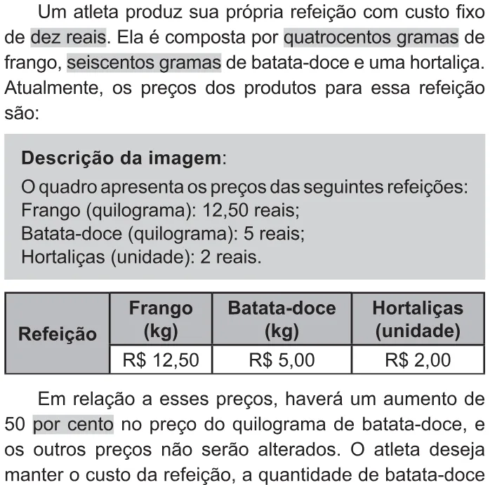 Trecho original com figura, tabela ou fórmula da questão 160 do ENEM 2021 - 2º Dia – Caderno 11 – Laranja (braile e ledor) – Aplicação Regular.