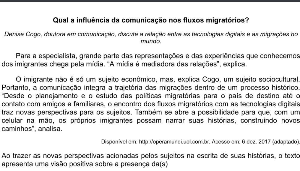 Trecho original com figura, tabela ou fórmula da questão 33 do ENEM 2020 - 1º Dia - Caderno 4 – Rosa – Espanhol – Aplicação digital.