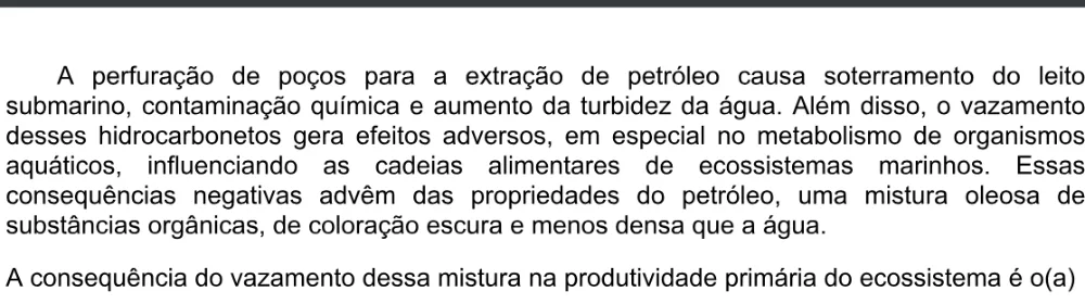 Trecho original com figura, tabela ou fórmula da questão 113 do ENEM 2020 - 2º Dia - Caderno 5 – Amarelo – Aplicação digital.