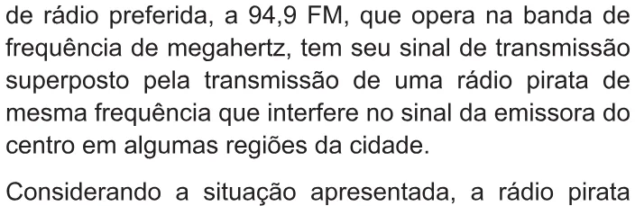 Trecho original com figura, tabela ou fórmula da questão 58 do ENEM 2010 - 1º Dia – Caderno 2 – Amarelo – Reaplicação/PPL.