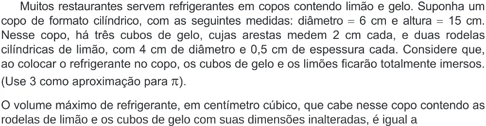 Trecho original com figura, tabela ou fórmula da questão 158 do ENEM 2019 - 2º Dia – Caderno 5 – Amarelo (Ampliada) – Reaplicação/PPL.
