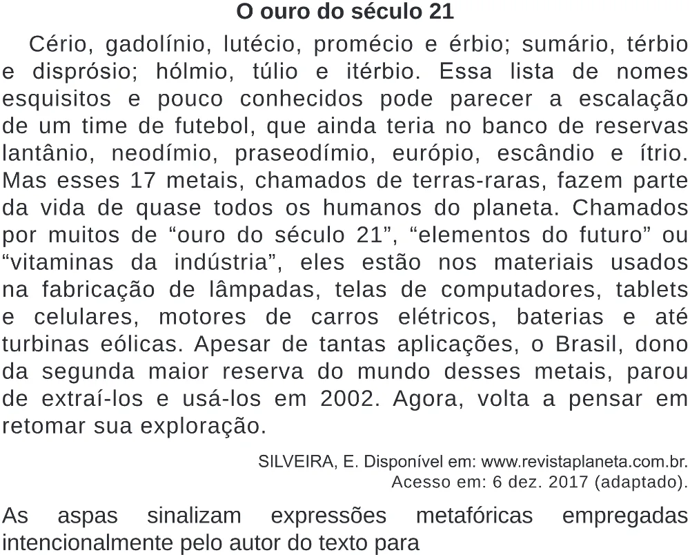 Trecho original com figura, tabela ou fórmula da questão 40 do ENEM 2020 - 1º Dia - Caderno 4 – Rosa (Superampliada) – Aplicação Regular.