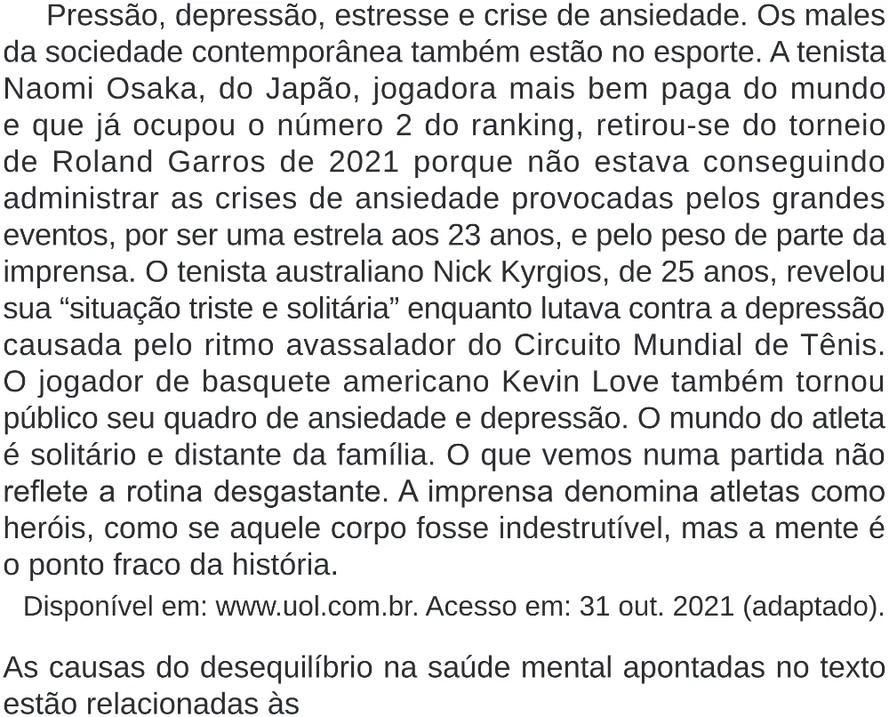 Trecho original com figura, tabela ou fórmula da questão 43 do ENEM 2024 - 1º Dia – Caderno 4 – Verde – Aplicação Regular - (Superampliada).