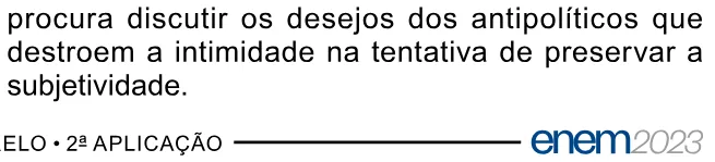 Alternativa E da questão 31 do ENEM 2023 - 1º Dia – Caderno 2 – Amarelo – Reaplicação/PPL.