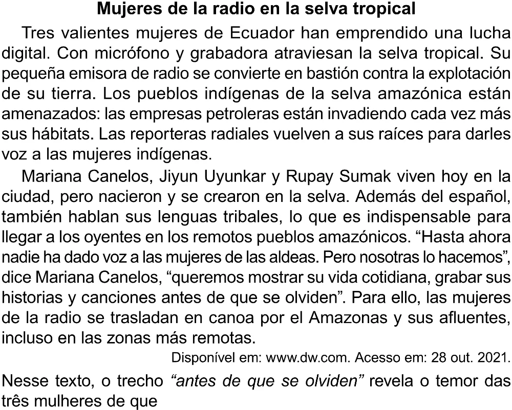 Trecho original com figura, tabela ou fórmula da questão 2 (espanhol) do ENEM 2023 - 1º Dia – Caderno 4 – Rosa (Superampliada) – Reaplicação/PPL.