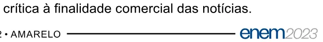 Alternativa E da questão 39 do ENEM 2023 - 1º Dia – Caderno 2 – Amarelo – Aplicação Regular.