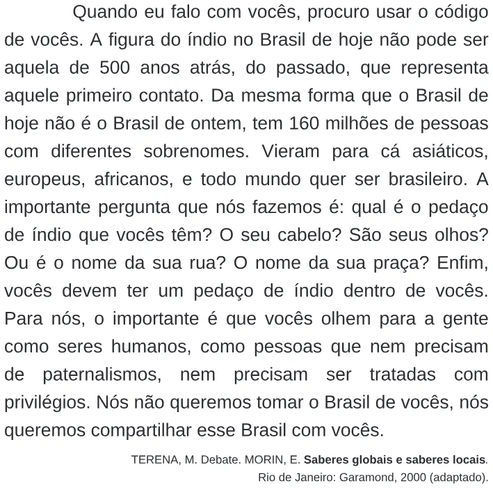Trecho original com figura, tabela ou fórmula da questão 121 do ENEM 2009 - 2º Dia - Caderno 7 - Azul.
