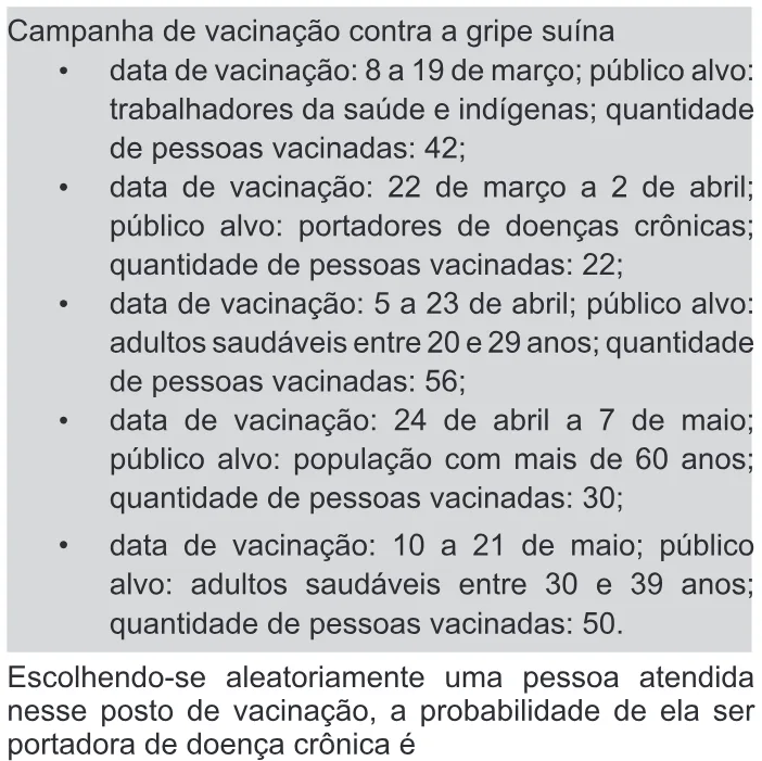 Trecho original com figura, tabela ou fórmula da questão 171 do ENEM 2011 - 2º Dia - Caderno 6 - Cinza – Ledor.