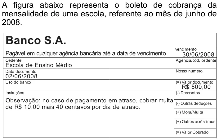 Trecho original com figura, tabela ou fórmula da questão 33 do ENEM 2008 - Caderno Amarelo.