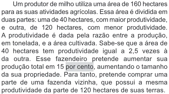 Trecho original com figura, tabela ou fórmula da questão 142 do ENEM 2018 - 2º Dia - Caderno 11 – Laranja (Braile e ledor) – Aplicação regular.