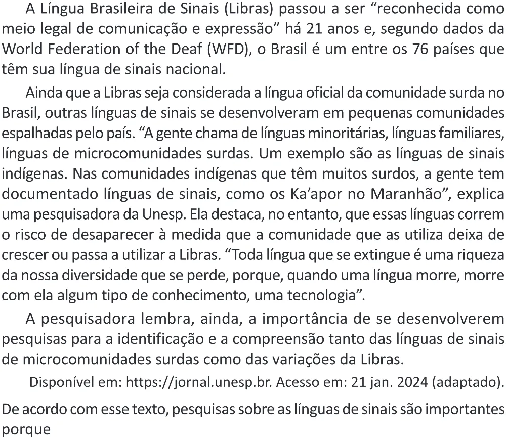 Trecho original com figura, tabela ou fórmula da questão 42 do ENEM 2025 - 1º Dia – Caderno 9 – Laranja (Braile e ledor) – Aplicação Regular - (Superampliada) - Belém, Ananindeua e Marituba.