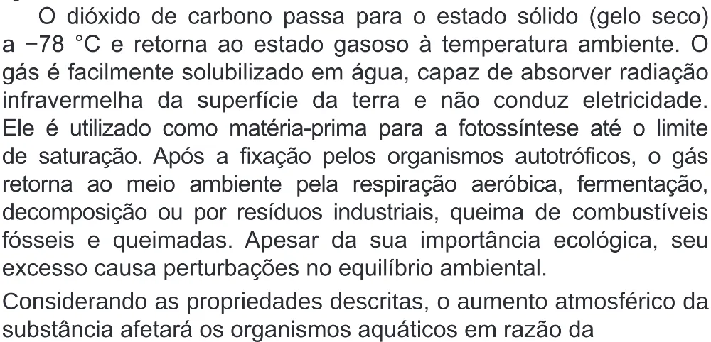 Trecho original com figura, tabela ou fórmula da questão 121 do ENEM 2020 - 2º Dia - Caderno 8 – Rosa (Superampliada) – Aplicação Regular.