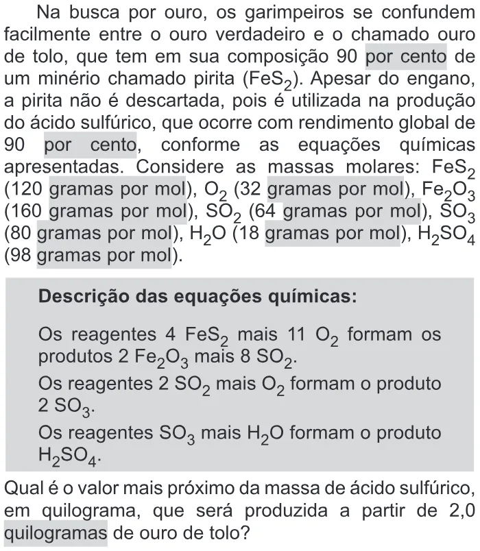 Trecho original com figura, tabela ou fórmula da questão 119 do ENEM 2019 - 2º Dia – Caderno 11 – Laranja – Reaplicação/PPL.