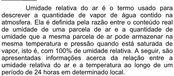 Trecho original com figura, tabela ou fórmula da questão 24 do ENEM 2009 - 1º Dia - Caderno 3 – Branco - Ledor.