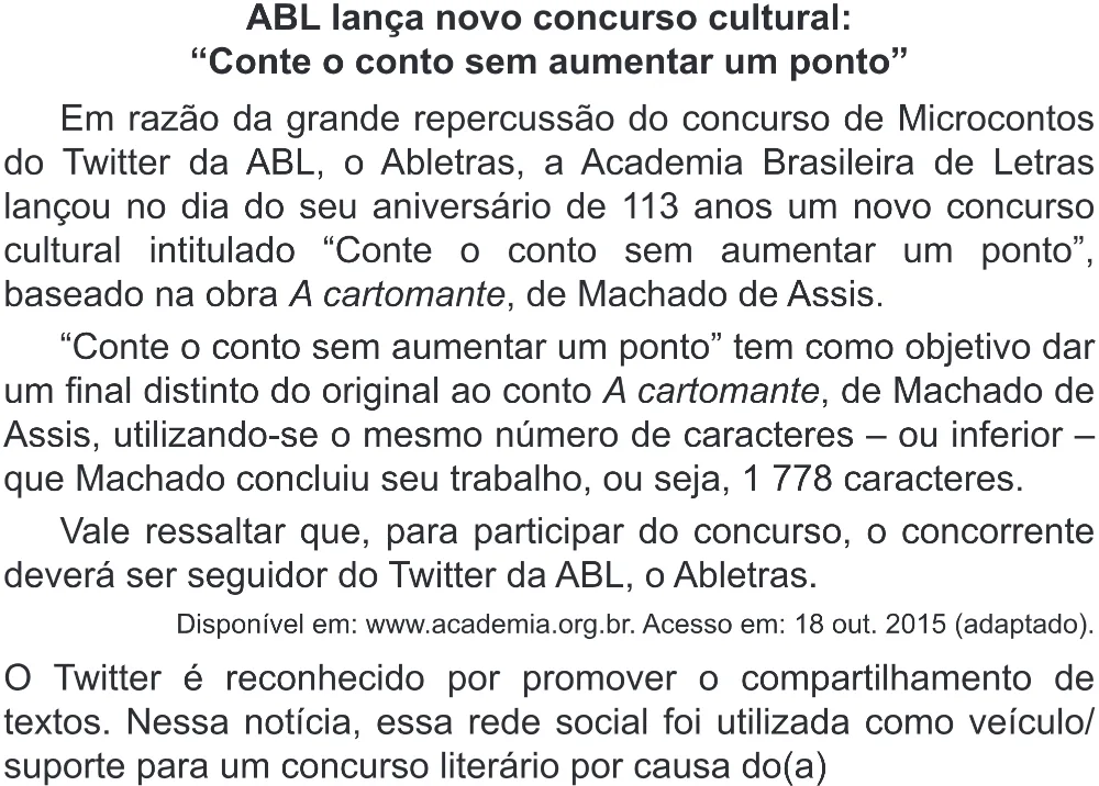 Trecho original com figura, tabela ou fórmula da questão 40 do ENEM 2018 - 1º Dia - Caderno 1 - Azul (Superampliada) – Aplicação regular.