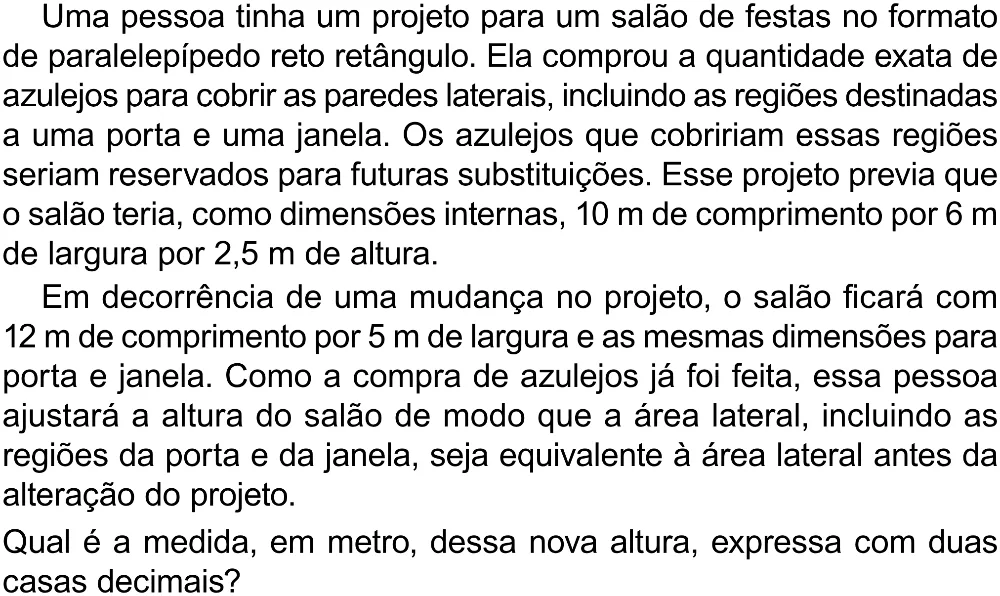 Trecho original com figura, tabela ou fórmula da questão 175 do ENEM 2023 - 2º Dia – Caderno 8 – Rosa (Superampliada) – Reaplicação/PPL.