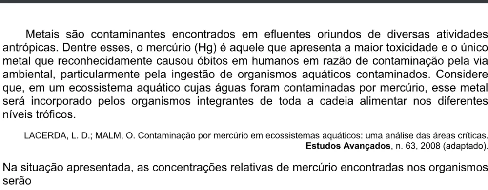 Trecho original com figura, tabela ou fórmula da questão 112 do ENEM 2020 - 2º Dia - Caderno 5 – Amarelo – Aplicação digital.
