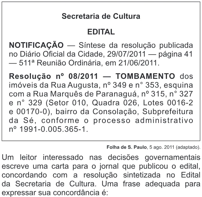 Trecho original com figura, tabela ou fórmula da questão 100 do ENEM 2013 - 2º Dia - Caderno 5 - Amarelo – Aplicação regular.