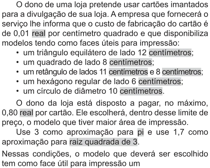 Trecho original com figura, tabela ou fórmula da questão 148 do ENEM 2021 - 2º Dia – Caderno 11 – Laranja (braile e ledor) – Aplicação Regular.