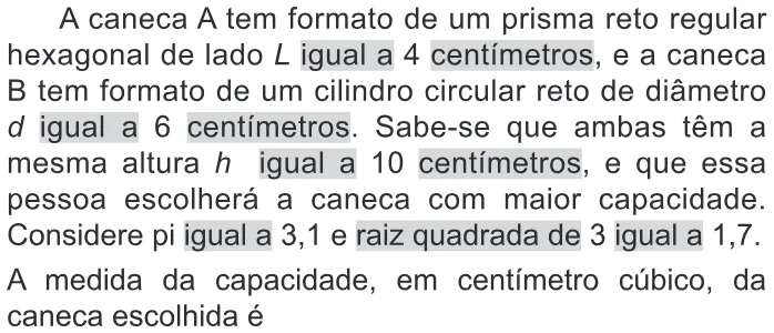 Trecho original com figura, tabela ou fórmula da questão 165 do ENEM 2022 - 2º Dia – Caderno 11 – Laranja (braile e ledor) – Reaplicação/PPL.