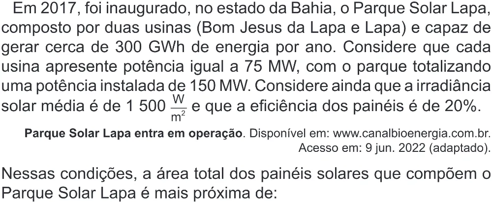 Trecho original com figura, tabela ou fórmula da questão 134 do ENEM 2022 - 2º Dia – Caderno 6 – Cinza (Superampliada) – Aplicação Regular.