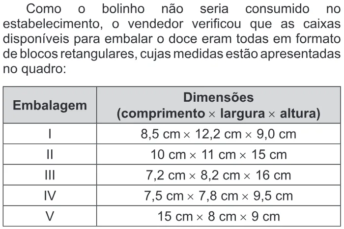 Trecho original com figura, tabela ou fórmula da questão 175 do ENEM 2015 - 2º Dia - Caderno 14 - Cinza – Reaplicação/PPL.