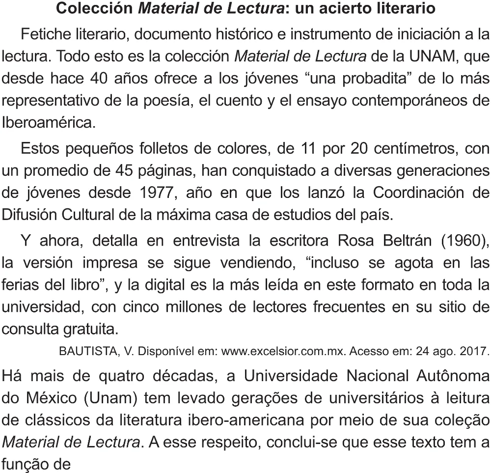 Trecho original com figura, tabela ou fórmula da questão 3 (espanhol) do ENEM 2021 - 1º Dia – Caderno 2 – Amarelo (Superampliada) – Reaplicação/PPL/Segunda Oportunidade.